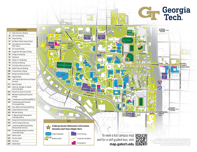 A map of Georgia Tech’s Campus.