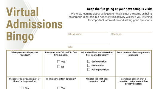 Campus Visit Bingo