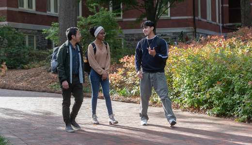 Georgia Tech undergraduate students walk through historic Old Campus in the heart of Atlanta.